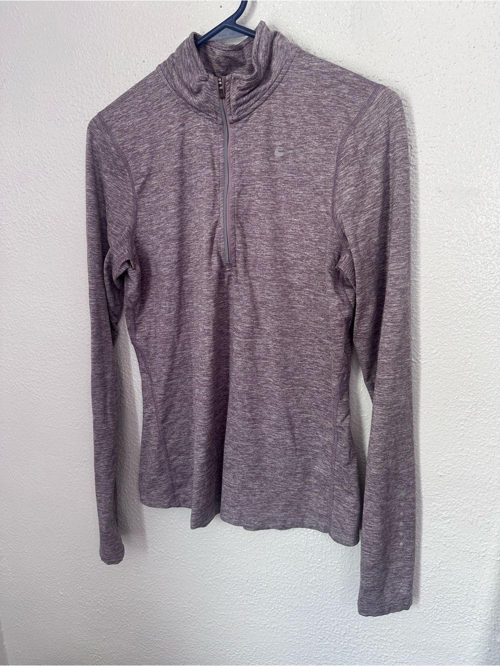Women’s Small Nike Running Dri Fit Heathered Mauve Purple Half Zip Pullover